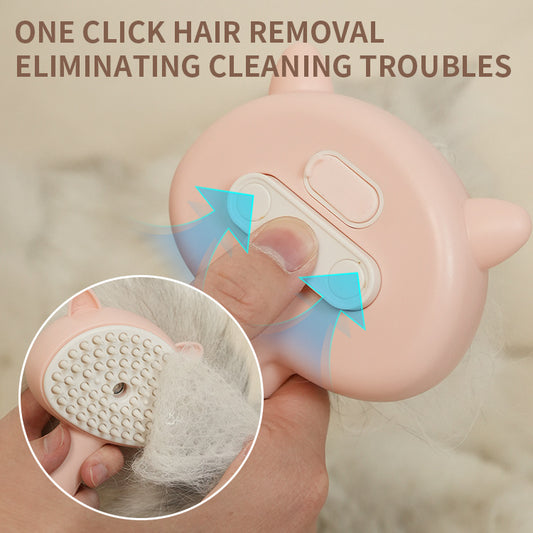 Pet Hair Cleaning Brush with Mist – Self-Cleaning Grooming Brush for Cats & Dogs