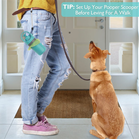 One-Hand Dog Pooper Scooper with Built-In Bag Dispenser