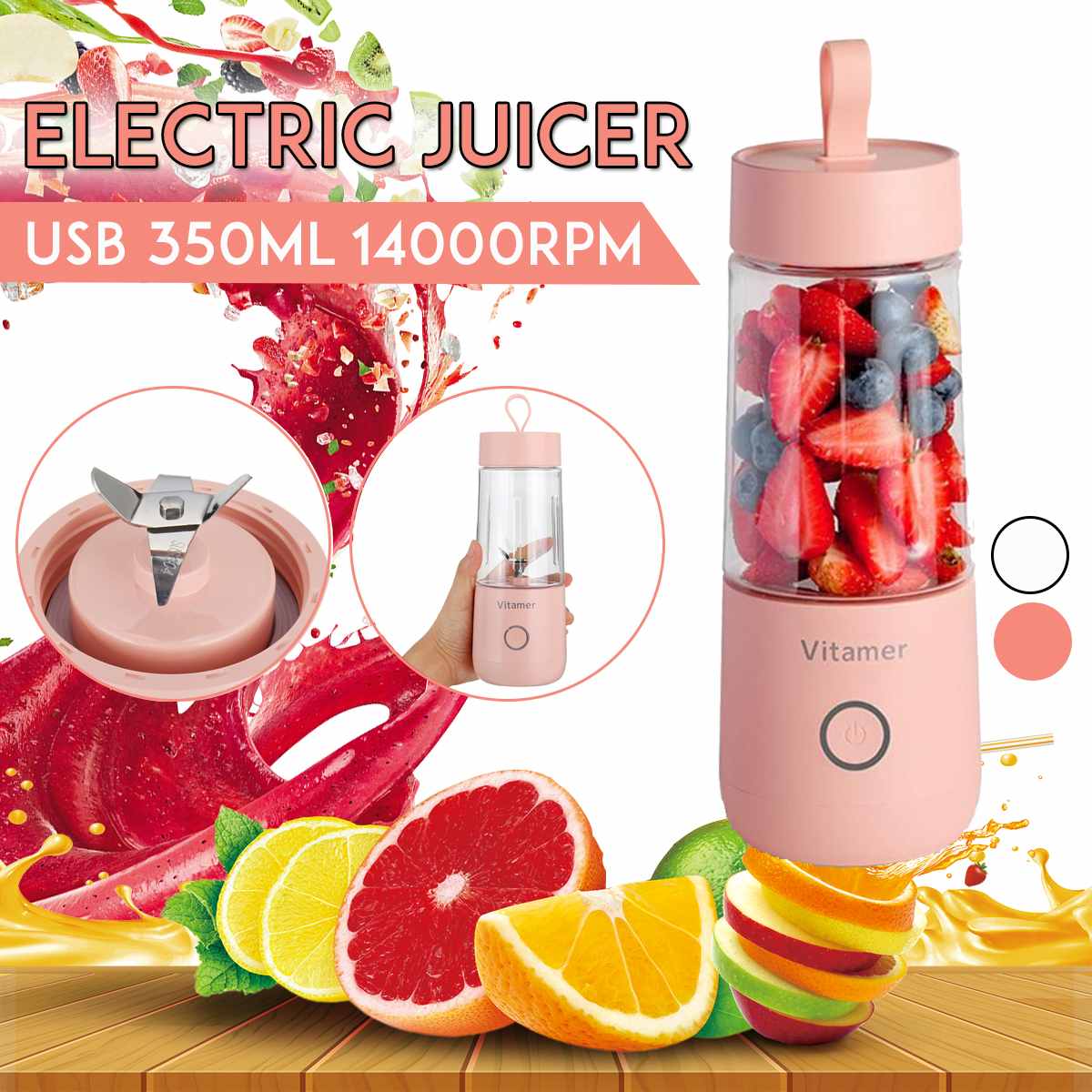 350ml Portable USB Smoothie Blender Cup – Premium On-The-Go Mixer