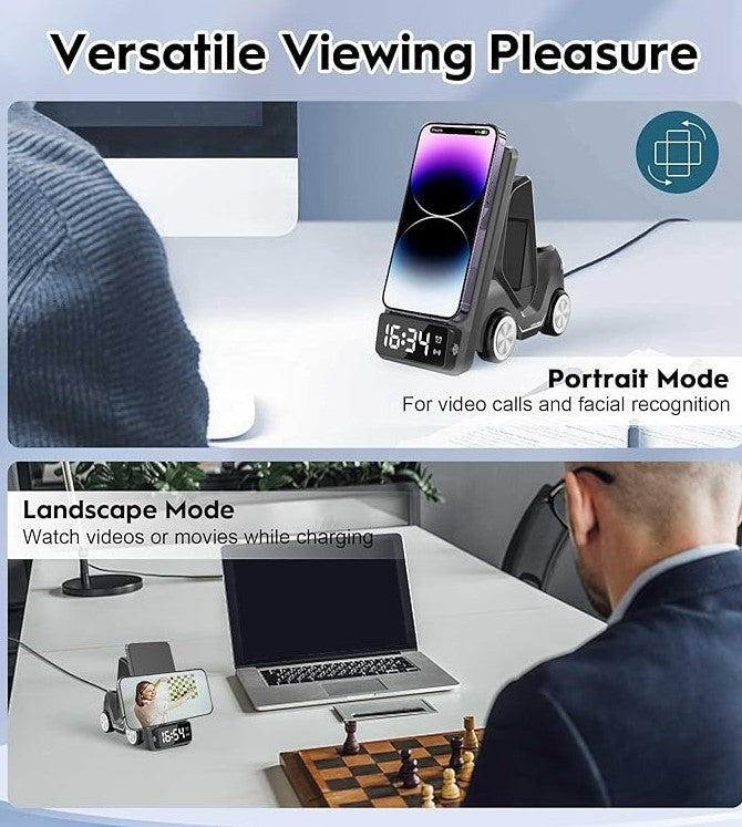 Forklift 3-in-1 Wireless Charger Station with Clock & Night Light – Fast UAE Delivery