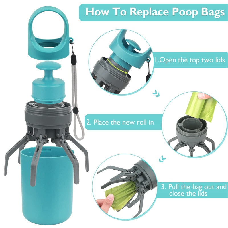 One-Hand Dog Pooper Scooper with Built-In Bag Dispenser
