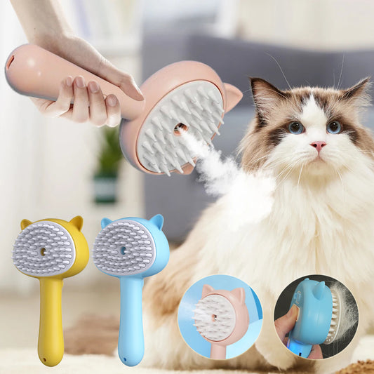 Pet Hair Cleaning Brush with Mist – Self-Cleaning Grooming Brush for Cats & Dogs